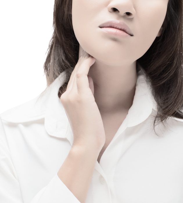 Model photo representing a patient being assessed for thyroid cancer